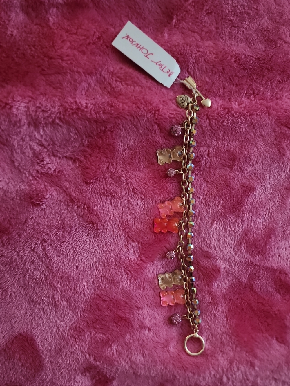 ✨️NWT/Betsey Johnson✨️ Gold-tone Bracelet with Pink and Peach Gummy Bear Charms